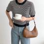 2023 Women's Bags Casual Simple Girls Women's Shoulder Bags Fashion Hand Bags Ladies Crescent Shape PU Leather Handbag