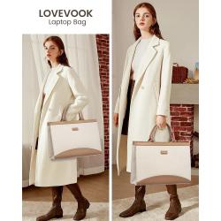 LOVEVOOK High quality 2pcs/set laptop handbag for Women Waterproof Large stylish Canvas PU Leather Work Tote fashion laptop bag