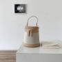 Customized LOGO Canvas Splicing PU Leather Handbag High Quality Fabric Tote Bag Crossbody Fashion Cylinder Bucket Bag