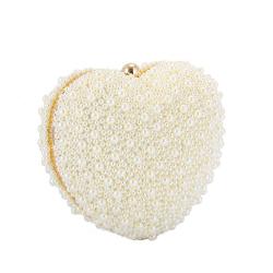 Fashionable wedding party pearl embroidery heart shaped evening bag pearl handbags women clutch purse pochette femme