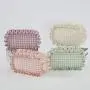 Keymay Low MOQ Good Quality S M L XL Makeup Storage Bag Gingham Cosmetic Bag Nylon Zipper Pouch Ruffle Make Up Bags