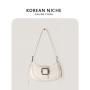 Fashion Retro PU Leather Women Handbag Luxury Denim Blue Designer Hand Bag Wool Joining Leather Shoulder Bag for Women