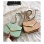 2022 Fashion Lady Designer Saddle Bag Pure Color PU Leather Flap Messenger Elegant Fan Shape Golden Lock Sling Purse for Women