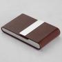 OEW099 Custom Logo Business Card Case Metal Credit Card Gift Box For Men Pu Leather Name Card Holder with Magnetic Shut