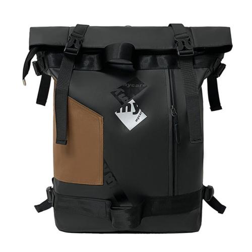HR081 Unisex New Trend Laptop Backpack Oxford Zipper Waterproof Travel School Bag Contrast Colors Rolled Mouth Personalized Bag