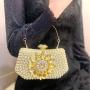 Yellow Evening Bag Ladies Handbag Crystal Sunflower Golden Banquet Clutch Dress Women's Bag sac tendance 2024