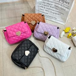 Heart Shaped Clasp Rhombic Embroidered Sling Messenger Bag Long Chain Mobile Bag Lingge Shoulder Bag Women