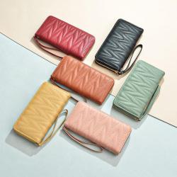 2022 New Style Long Zipper Coin Purse Embroidery Large-capacity Wallet Thread Mobile Phone Clutch Wallet For Women carteras para mujer
