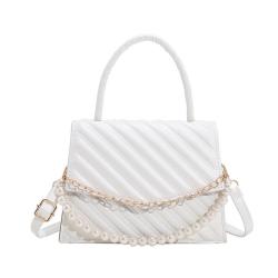 Pearl Chain Ladies Handbags Women Bag Pure Color Pu Women Shoulder Bag Diamond Lattice Fashion Women Bags JY220820