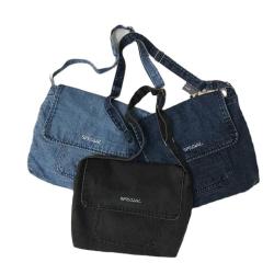 New Fashionable Crossbody Denim Bag Single Strap Canvas Satchel Waterproof Messenger Art Student Schoolbag for Men and Women