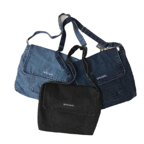 New Fashionable Crossbody Denim Bag Single Strap Canvas Satchel Waterproof Messenger Art Student Schoolbag for Men and Women