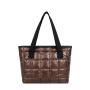 Woman ladies sports metallic puffer tote bag travel weekend overnight puffy bags big quilted shoulder tote bag
