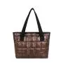 Woman ladies sports metallic puffer tote bag travel weekend overnight puffy bags big quilted shoulder tote bag