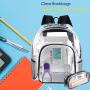 Customized Logo Heavy Duty PVC Transparent Backpack with Reinforced Strap Clear Bookbags for School College