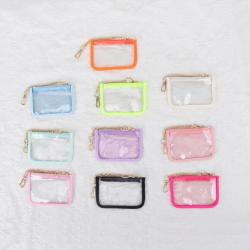 Custom Designer Stock Fashion Cute Mini Coin Purse PVC Wallet Classic Keychain Personalized Clear Coin Zipper Purses