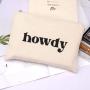 Eco-friendly Natural Canvas Makeup Zipper Bag Custom Logo Printed Cotton Brush Lipstick Storage Cosmetic Bag
