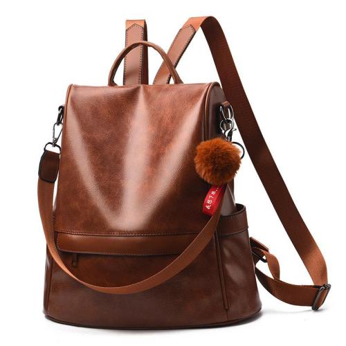 2024 Fashion latest designers ladies shoulder bags girls school bags leather women's laptop backpacks with hair ball