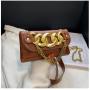 New 2023 Fashion Women's Bag Trend High Texture Crocodile Thick Chain Women's Waist Bag Pu Solid Color Single Shoulder Bag