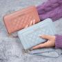 2024 New Women's Wallet Long Leather Zipper Clutch Bags Embroidery Fashion Large Capacity Purse Wallet Mobile Phone Bag