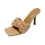 DropShipping Summer Fashion Women Twist Strap Flat Slippers Ladies Square Toe PU Leather Slip On Slide Sandals
