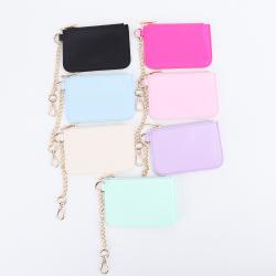 Keymay RTS Fast Shipping DIY Personalized Chenille Letter Patch Gold Zipper Nylon Keychain Wallet Wallet Card Holder Coin Purses