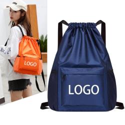 Unisex Solid Drawstring Gym Fitness Yoga Backpack Portable Foldable Casual Fitness Exercise Daypack with Multi Pocket