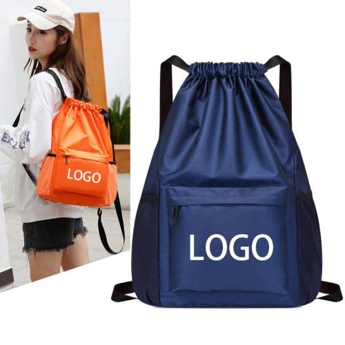 Unisex Solid Drawstring Gym Fitness Yoga Backpack Portable Foldable Casual Fitness Exercise Daypack with Multi Pocket