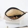 Custom Logo Printed Natural Canvas Sunglasses Pouch Makeup Cotton Zipper Cosmetic Bag
