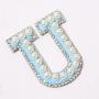 Stock 26 Pieces A-Z Pearl Alphabet English Letter Self Adhesive 3M Backing Embroidery for Clothing Logo DIY Letter Patches