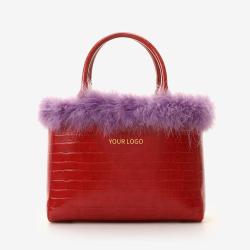 New Design Luxury  Women Cross Body Bag Custom Logo Shoulder Bag High Quality PU Leather With Fur Ladies Handbag