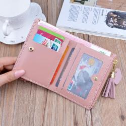 OEM133 Lady Short Coin Pouch Women's Purse New Kawaii Girl Small Change Wallets Coin Bag 3 Fold PU Leather Coin Purse