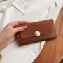 HR546 Women's Long Buckle Wallet Fashion Girl PU Fashion Wallet Horizontal Square ID Card Holder Contrasting colors Coin Purse