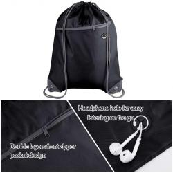 Gelory Custom Logo Sports Gym Cinch Backpack String Tote Bag Bulk Drawstring Backpack Bags with Zipper Pocket and Headphone Hole