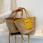 New Fashion Woven Bag Beach Travel Basket Hand bag Retro Straw Tote Bag For Women