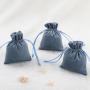 Custom Emboss Logo Soft Blue Luxury Flannel Gift Packaging Drawstring Velvet Jewelry Pouch Bag
