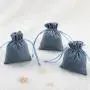 Custom Emboss Logo Soft Blue Luxury Flannel Gift Packaging Drawstring Velvet Jewelry Pouch Bag