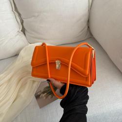 2024 New Lock Simple Fashion Large-Capacity Underarm Bag Portable Single Handle Square Tassel Candy Color Zipper Closure Chain