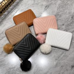 Women's Short Wallet 2024 spring and summer new V grain embroidery clutch bag casual fashion simple coin purse small square bag