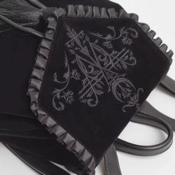 Hot Sale dark style velvet embroidery backpack custom punk drawstring tassel Backpack