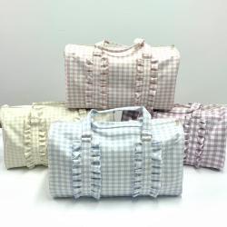 New Arrivals Personalised Best Gifts Women Travel Duffel Bag Gingham Custom Weekender bag Plaid Bridesmaid Bag