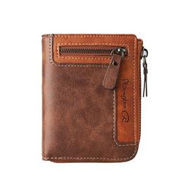 HR303 Retro Men's Wallet Short Zipper Multi Function Money Clip Fashion Money Card Bag Wallet PU Business Portable Coin Wallet