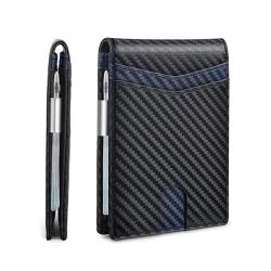 Hot sale genuine leather money clip RFID business card holder carbon fiber money clips holder for men