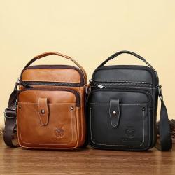 XL295 Genuine Leather Men's Shoulder Bag Multi-layer Large Capacity Messenger Bag Wear-resistant Durable Bag First Layer Cowhide