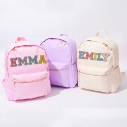Keymay USA Warehouse Free Shipping Personalized Chenille Patches Back to School Travel Rucksack School Book Bag Kids Backpack