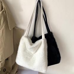 2024 New Women's Bag Customized Logo Women's Plush Handbag Tote Bag Cute Student Shoulder Bag
