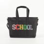 Keymay Popular Personalized Chenille Letter Patches Medium Large Waterproof Travel Bag Black Handbag High Quality Tote Bag