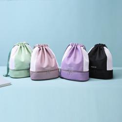Large Swimming Nylon Bag Drawstring Swim Gym Backpack with Separated Dry and Wet Compartments