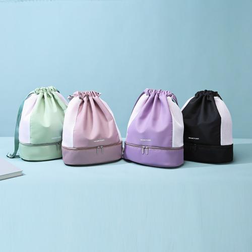 Large Swimming Nylon Bag Drawstring Swim Gym Backpack with Separated Dry and Wet Compartments