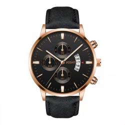 2022 Fashion Leather Man Wrist Watch Band Quartz Wristwatch Reloj Luxury Gold Watch Creative Men Quartz Wristwatches For Men
