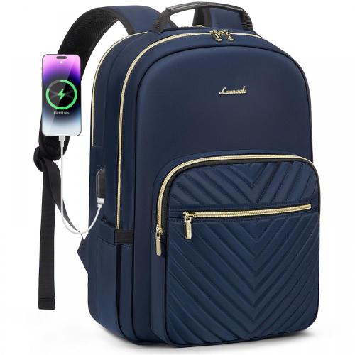 LOVEVOOK Stylish Quilted Smart school backpack with USB Port high quality waterproof business travel laptop backpack for women